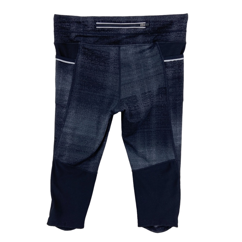 ATHLETA Black Icy Haze Be Free Knicker Ruched Capri Leggings